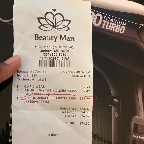 Red pro®️ 3500 Turbo Titanium Most advanced, salon approved Blow Drier - Picture 3 of 3